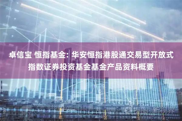 卓信宝 恒指基金: 华安恒指港股通交易型开放式指数证券投资基金基金产品资料概要