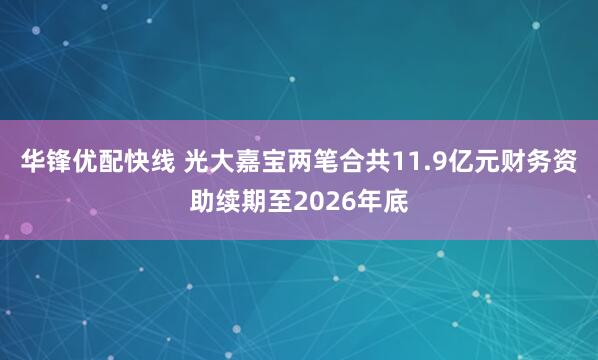 华锋优配快线 光大嘉宝两笔合共11.9亿元财务资助续期至2026年底