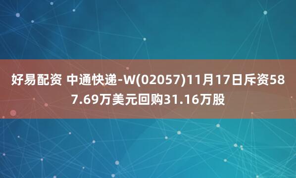 好易配资 中通快递-W(02057)11月17日斥资587.69万美元回购31.16万股